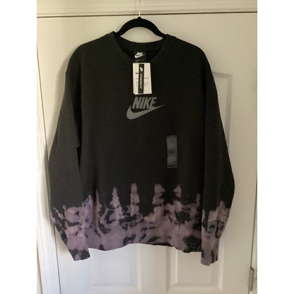 𝅺NIKE‎ Sportswear Mens French Terry Crew Size: Large Color: Black